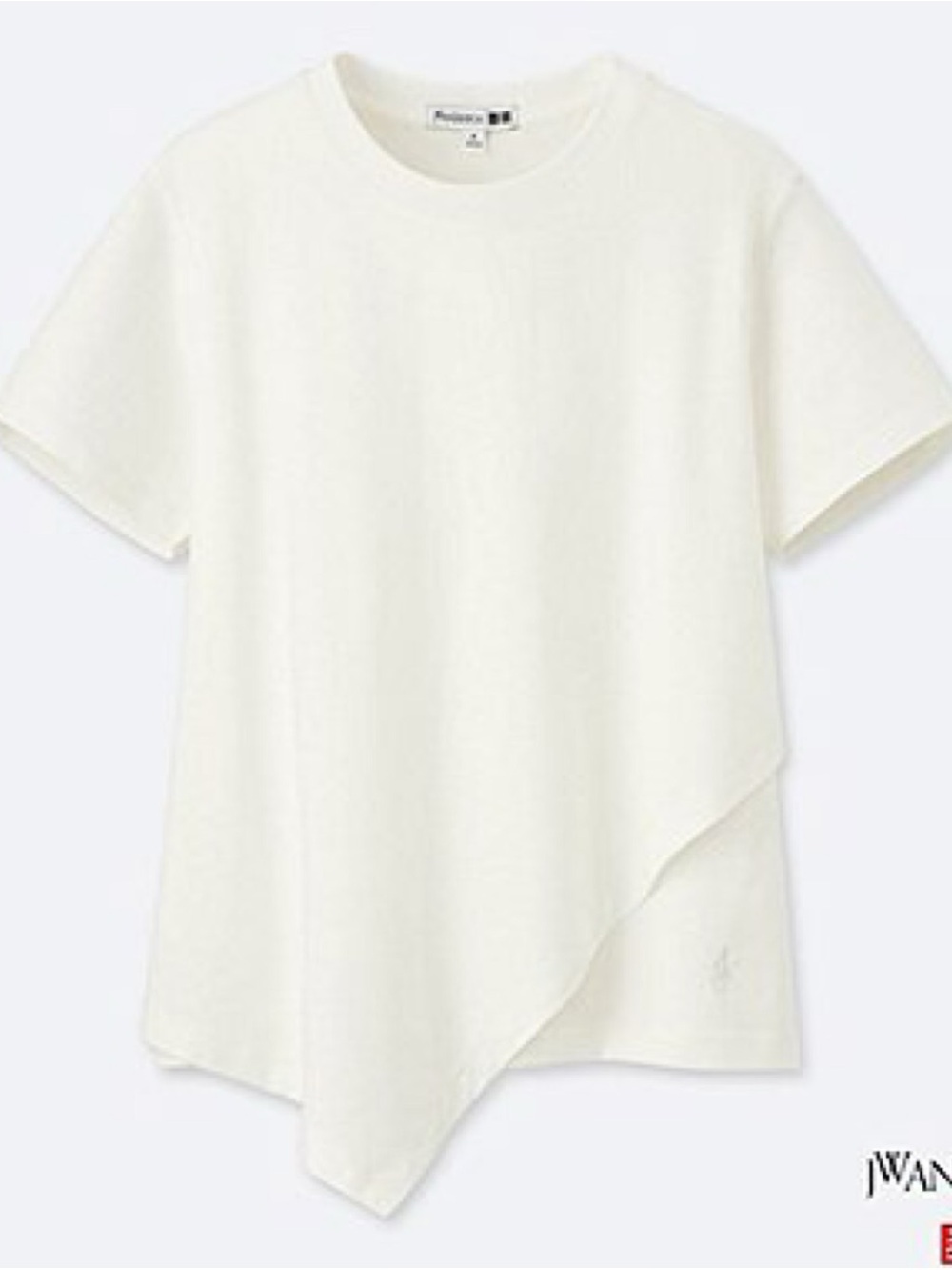 JW Anderson x Uniqlo White Cotton Short Sleeve Asymmetrical T Shirt Size Large